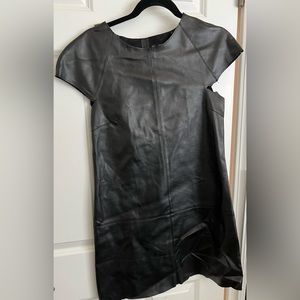Genuine black leather dress